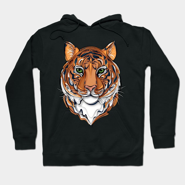 Continuous Line Tiger Portrait. 2022 New Year Symbol by Chinese Horoscope Hoodie by lissantee